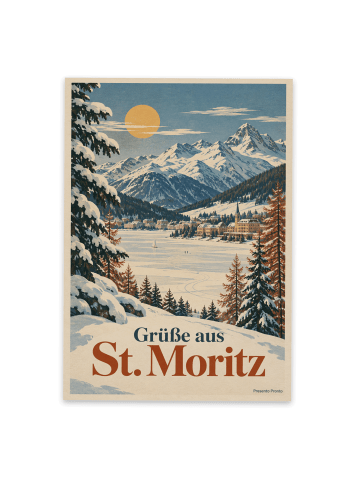 Postkarte Berglandschaft nostalgisch Design mit... in Weiß