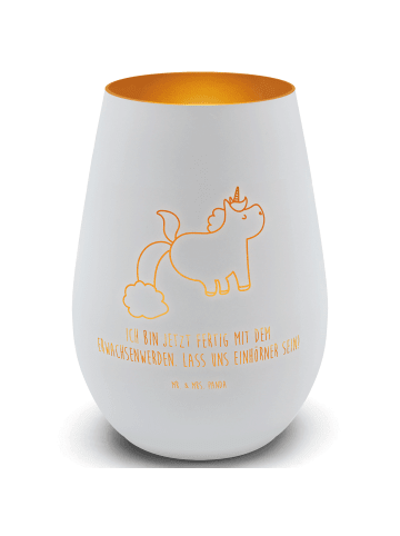 Mr. & Mrs. Panda Gold Windlicht Einhorn Pupsen mit Spruch in Weiß