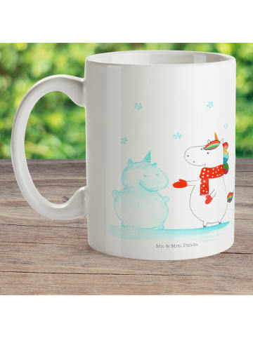 Mr. & Mrs. Panda Tasse Einhorn Schneemann ohne Spruch in Weiß