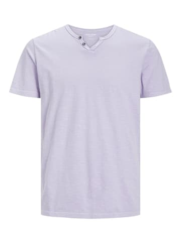 Jack & Jones Basic T-Shirt V-Neck Kurzarm mit Knöpfen JJESPLIT in Rosa