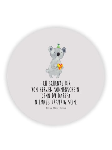 Mr. & Mrs. Panda Rund Magnet Koala Geschenk mit Spruch in Grau Pastell