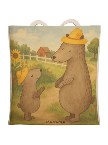 Mr. & Mrs. Panda Tote Bag Bären mit Hut Design ohne Spruch in Weiß