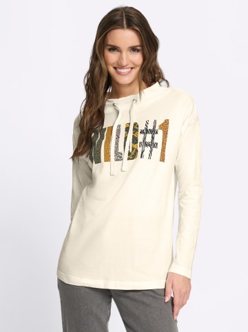 Sieh an! Stehkragen-Shirt in champagner-khaki-bedruckt