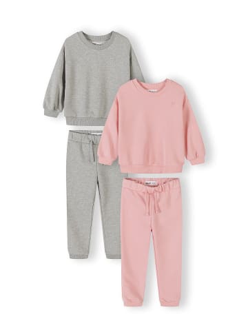 Minoti 2-tlg Langarmshirt & Hose NOSFLEECE102 in graumeliert