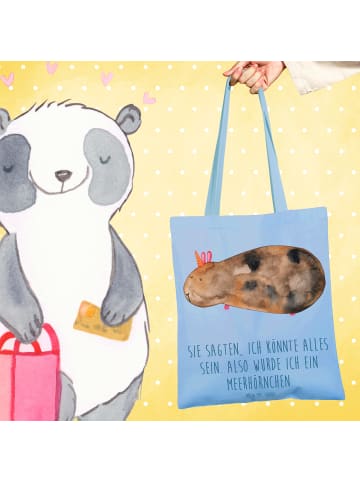 Mr. & Mrs. Panda Shopping Tasche Einhorn Meerschweinchen mit Spruch in Sky Blue