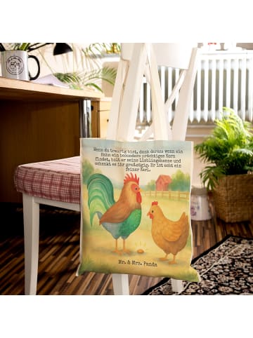 Mr. & Mrs. Panda Tasche Hahn Korn Design mit Spruch in Weiß