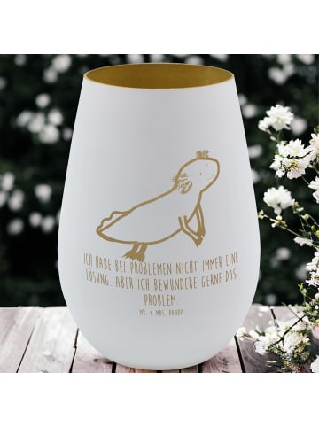 Mr. & Mrs. Panda Glas Windlicht Axolotl Schwimmen mit Spruch in Weiß
