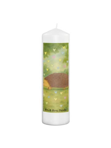 Mr. & Mrs. Panda Weihnachtskerze Igel Herzen Design ohne Spruch in Weiß