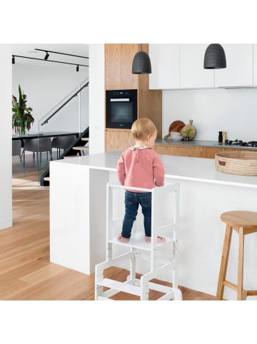 roba Montessori Lernturm – sicherer Kinder-Tritthocker aus Holz, weiß