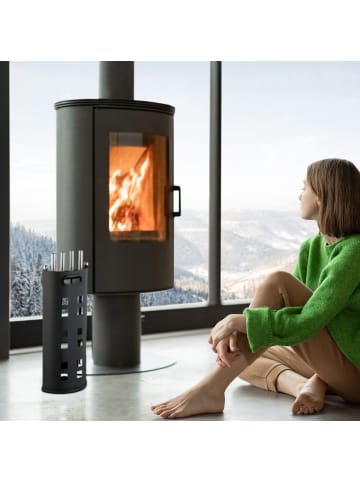 relaxdays 5-tlg. Kaminbesteck-Set in Schwarz