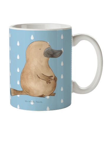 Mr. & Mrs. Panda Kaffeebecher Schnabeltier Mut ohne Spruch in Blau Pastell