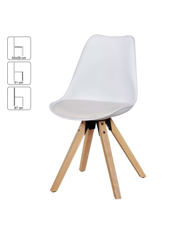 FineBuy Esszimmerstuhl in Weiß / Kunstleder / 49x52x87