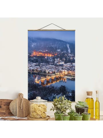 WALLART Stoffbild mit Posterleisten - Winterliches Heidelberg in Blau