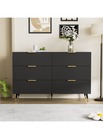 ABRIHOME Schwarzes Sideboard mit Metallfüßen und Stauraum, (B)120x40(H)x(T)77 cm