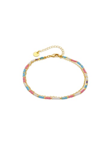Luxenter bracelet in metal alloy and pink crystal with an 18K yellow gold finish - Zasau