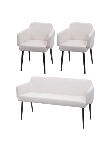 MCW Esszimmer-Set L13 2er-Set Stuhl+Sitzbank, Creme-weiß