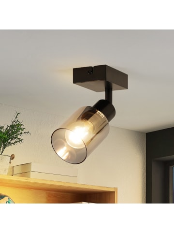 ZMH Deckenleuchte in schwarz 1-flammige E14 rechteckig Deckenspot Glas L 10cm