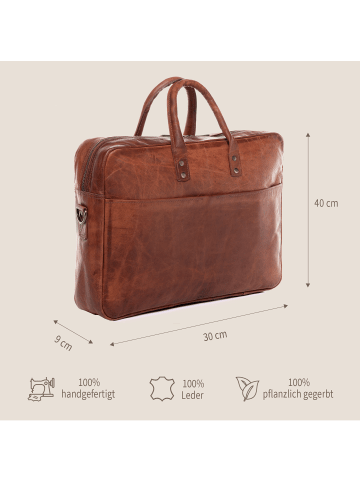 SID & VAIN Leder-Laptoptasche 15" CEDAR in braun