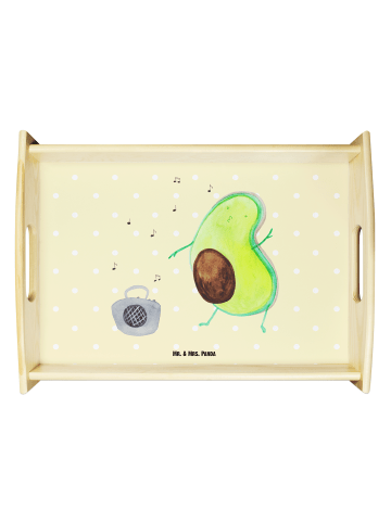 Mr. & Mrs. Panda Tablett aus Holz Avocado Tanzen ohne Spruch in Gelb Pastell