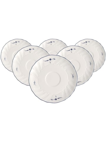 Villeroy & Boch 6er Set Kaffeeuntertassen Vieux Luxembourg ø 14 cm weiß-blau in weiß-blau