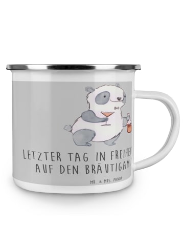 Mr. & Mrs. Panda Kaffeebecher Junggesellenabschied Feier mit Spruch in Heather Grey