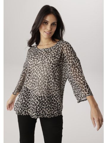 Aniston SELECTED Schlupfbluse in beige-schwarz-camel