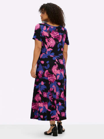 sheego by Joe Browns Jersey-Kleid in schwarz-pink-gemustert