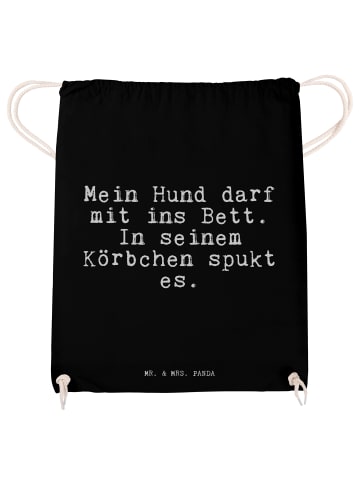 Mr. & Mrs. Panda Jutebeutel Mein Hund darf mit... mit Spruch in Schwarz