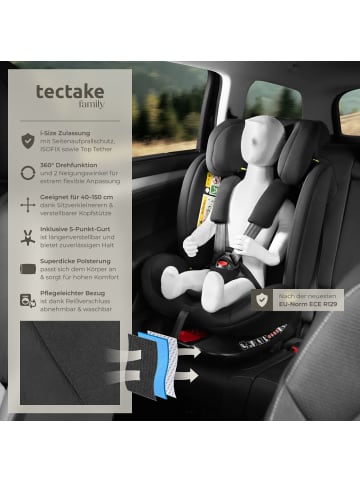 tectake Kindersitz drehbar i-Size ISOFIX Seitenaufprallschutz Reboarder