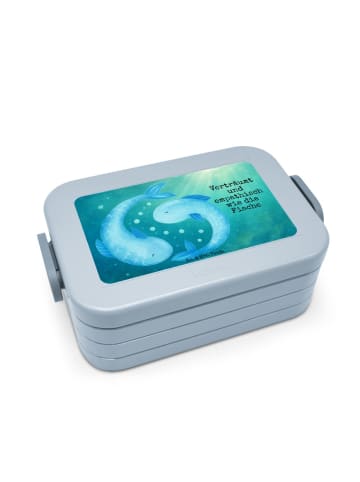 Mr. & Mrs. Panda Brotdose Sternzeichen Fische Design mit Spruch in Blau Pastell