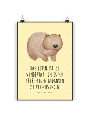 Mr. & Mrs. Panda Poster Wombat mit Spruch in Gelb Pastell