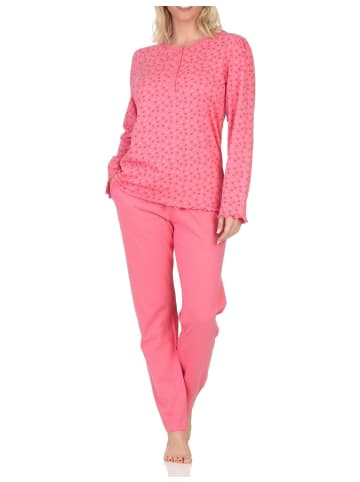 NORMANN Langarm Schlafanzug Pyjama Minimalprint - 86993 in beere