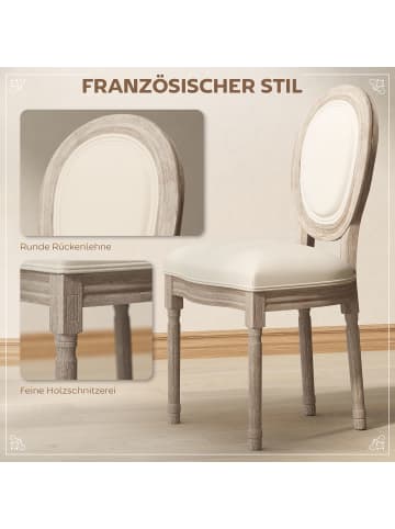 HOMCOM Esszimmerstuhl-49B x 56T x 96H cm-Cremeweiß+Natur