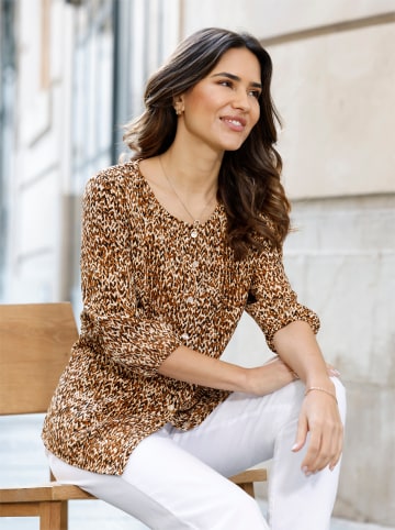 Sieh an! 3/4-Arm-Bluse in cognac-schwarz-bedruckt