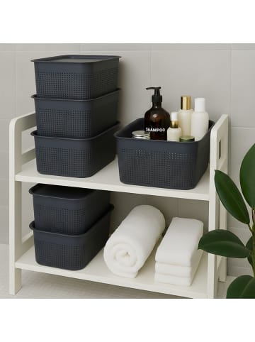 relaxdays 6 x Aufbewahrungsbox in Schwarz – 5 L
