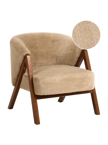 Beliani Sessel SKEI in Beige/Braun - (W) 67 x (H) 69 x (L) 66 cm