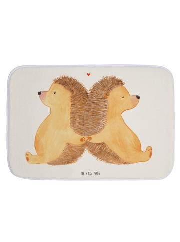 Mr. & Mrs. Panda Badteppich Igel händchenhaltend ohne Spruch in Weiß