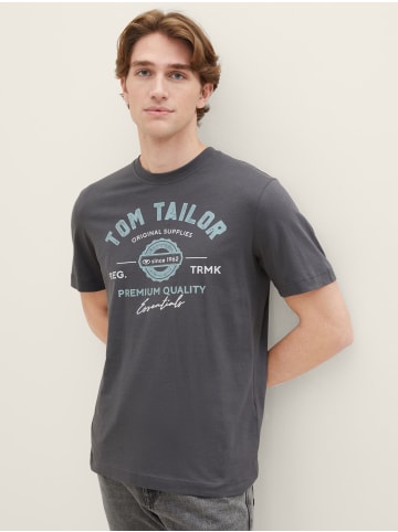 Tom Tailor Logo T-Shirt 2-er Pack Kurzarm Set mit Logo Print in Grau-Weiß