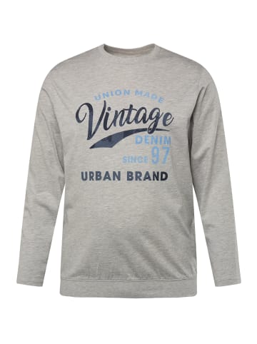 Men Plus Langer Schlafanzug in hellgrau mélange