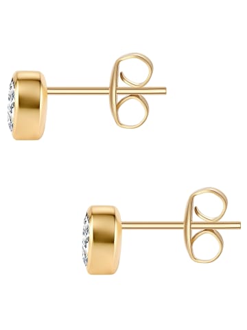 Glanzstücke München Ohrstecker Herz aus Edelstahl mit Zirkonia in gelbgold