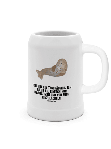 Mr. & Mrs. Panda Bierkrug Robbe Lachen mit Spruch in Weiß