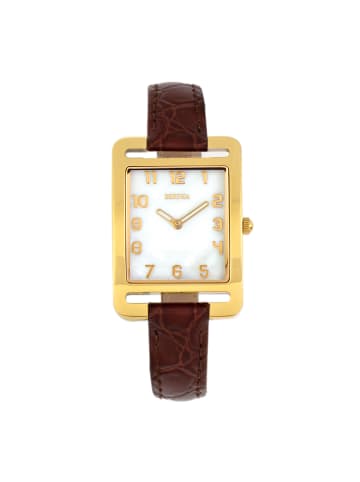 Bertha Marisol Schweizer Perlmutt-Lederarmbanduhr in Dark Brown