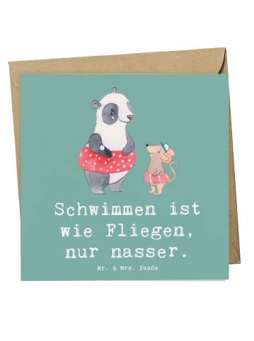Mr. & Mrs. Panda Klappkarte Schwimmen wie Fliegen mit Spruch in Meeresbrise