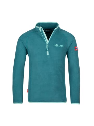 Trollkids Fleece-Pullover "Nordland" in Blaugrün/Wasserblau