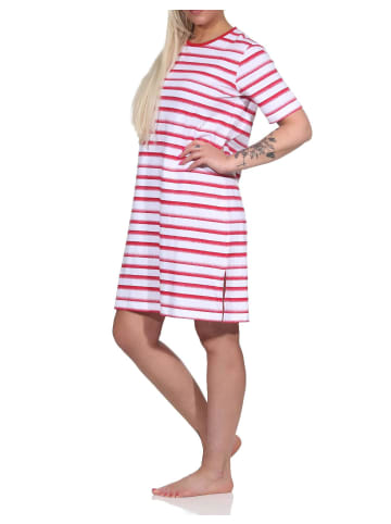 NORMANN kurzarm Nachthemd Streifen - 73244 in rot