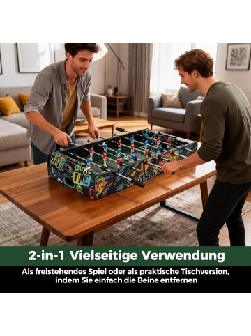 COSTWAY 2 in 1 Tischkicker Kickertisch mit 2 Bällen in Schwarz