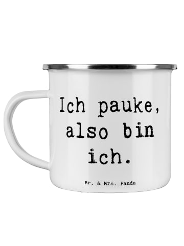 Mr. & Mrs. Panda Camping Emaille Tasse Spruch Pauken Motivation ... in Weiß