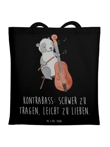 Mr. & Mrs. Panda Uni Tasche Kontrabass Liebe mit Spruch in Schwarz