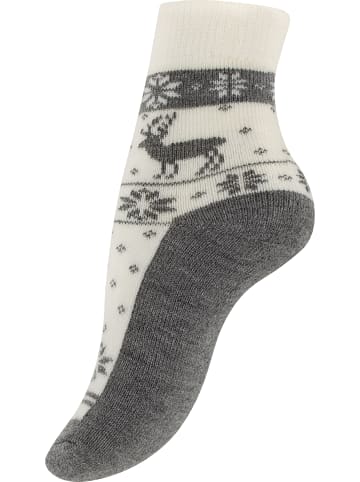 Yenita® 4 Paar Damen Thermosocken mit Innenfutter, Vollfrottee in weiss/grau