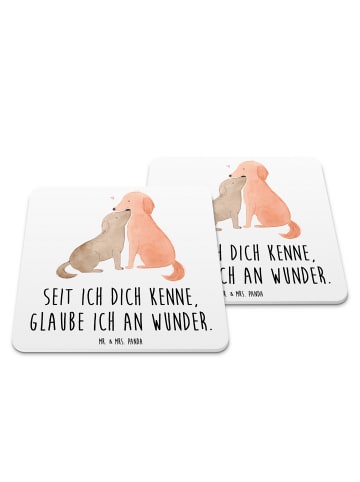 Mr. & Mrs. Panda Untersetzer Set Hunde Liebe mit Spruch in Weiß